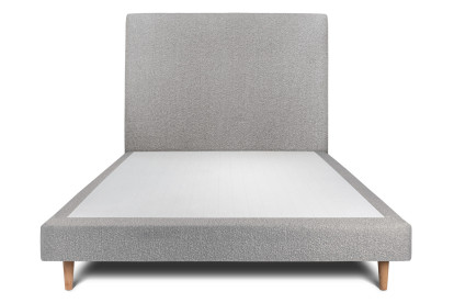 Lit 150x200 cm - Sommier tapissier H29 cm + tête de lit tapissée - Tissu Bouclette Gris