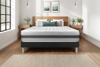 Ensemble Matelas Sommier 90x190 cm - Sommier Noir (déjà monté) - Vitalspring Recover
