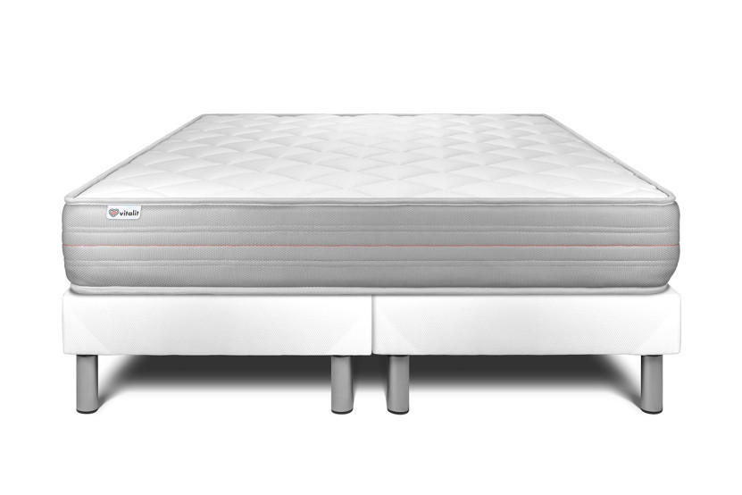 Ensemble Matelas Sommier 200x200 cm - 2 Sommiers Blanc - Vitalmemo