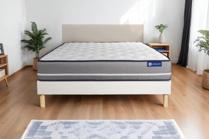 Ensemble Matelas Sommier 150x190 cm - Sommier Blanc (en kit) - Actiflex Pur