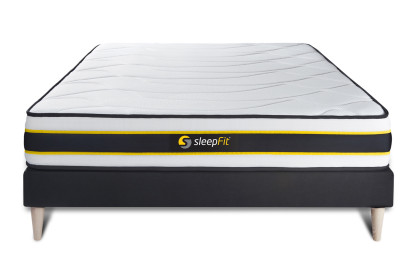Ensemble Matelas Sommier 150x190 cm - Sommier Noir (en kit) - Flexy