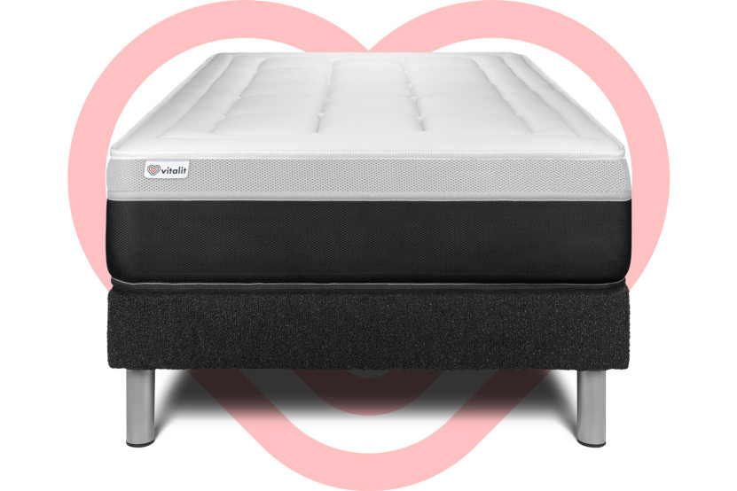 Ensemble Matelas Sommier 120x190 cm - Sommier Noir (en kit) - Vital Form