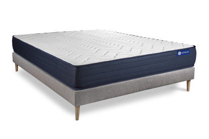 Ensemble Matelas Sommier 150x195 cm - Sommier Gris (en kit) - Actiflex Life