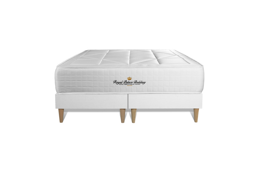 Pack lit complet 160x200 cm - Matelas + 2 Sommiers Blancs + 2 oreillers + Couette - Windsor
