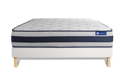 Ensemble Matelas Sommier 120x220 cm - Sommier Blanc (en kit) - Actimemo Ergo