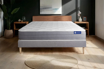 Ensemble Matelas Sommier 130x190 cm - Sommier Gris (en kit) - Actiflex Dream