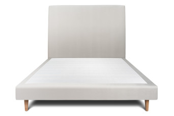 Lit 160x200 cm avec Tête de lit tapissée - Tissu Velours Gris Clair