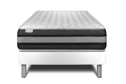 Ensemble Matelas Sommier 120x200 cm - Sommier Blanc (en kit) - Vitalspring Zen