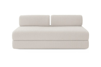 Canapé droit convertible 3 places - Velours côtelé XL - Blanc