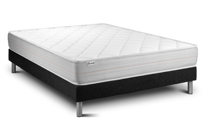 Ensemble Matelas Sommier 200x200 cm - Sommier Noir (en kit) - Vitalmemo
