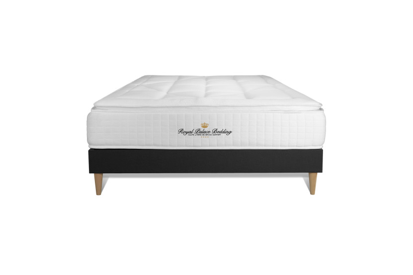 Ensemble Matelas Sommier 200x200 cm - Sommier Noir (en kit) - George V
