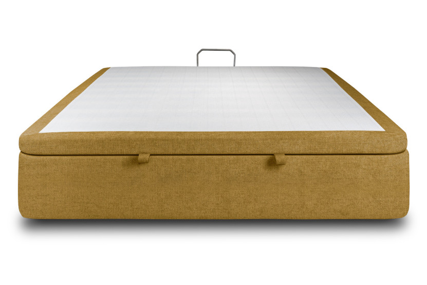 Sommier Coffre 140x190 cm - Toile nattée  - Jaune