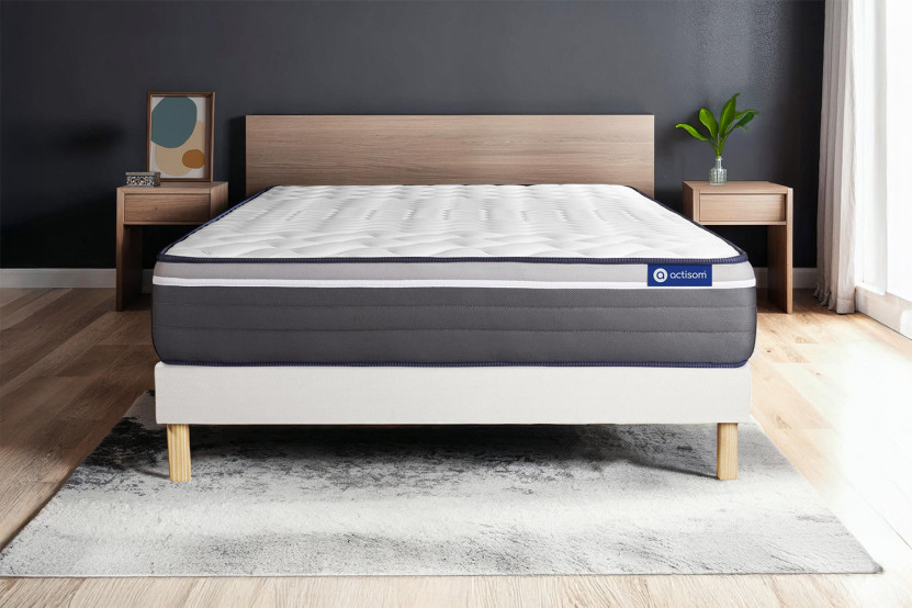 Ensemble Matelas Sommier 80x190 cm - Sommier Blanc (en kit) - ActiMemo Plus