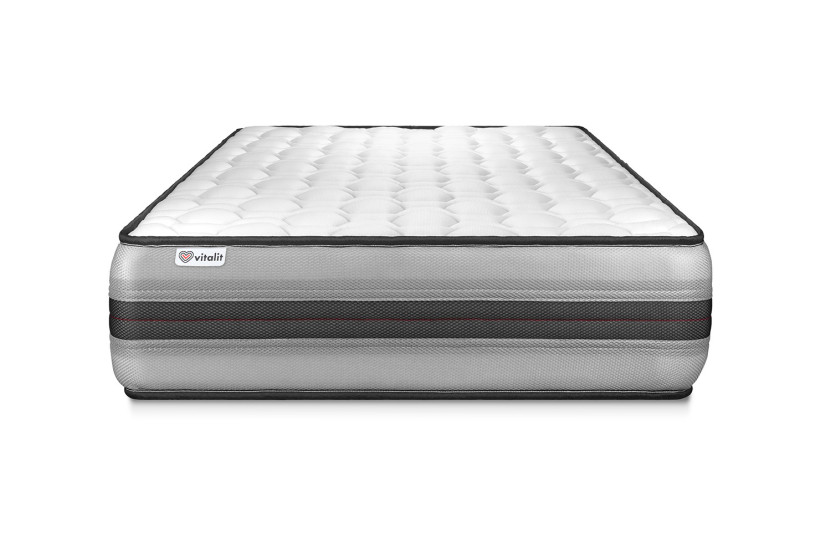Ensemble Matelas Sommier 90x190 cm - Sommier Gris (déjà monté) - Vitalpower Recover