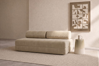 Canapé 3 places convertible et modulable - Velours côtelé Beige