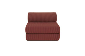 Fauteuil convertible et modulable - Velours côtelé - Rouge