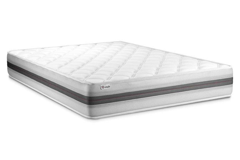 Ensemble Matelas Sommier 180x220 cm - Sommier Gris (en kit) - Vitalmemo Back