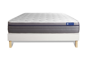 Ensemble Matelas Sommier 130x210 cm - Sommier Blanc (en kit) - Actilatex Zen