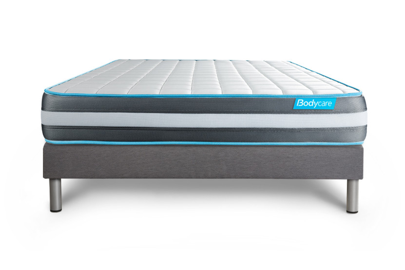 Ensemble Matelas Sommier 140x200 cm - Sommier Gris (déjà monté) - Bodyform