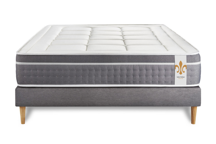 Ensemble Matelas Sommier 140x200 cm - Sommier Gris (en kit) - Trente