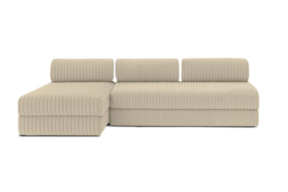Canapé d'angle 6 places - 2 modules convertibles : Canapé 3 places + Méridienne - Velours côtelé XL Beige