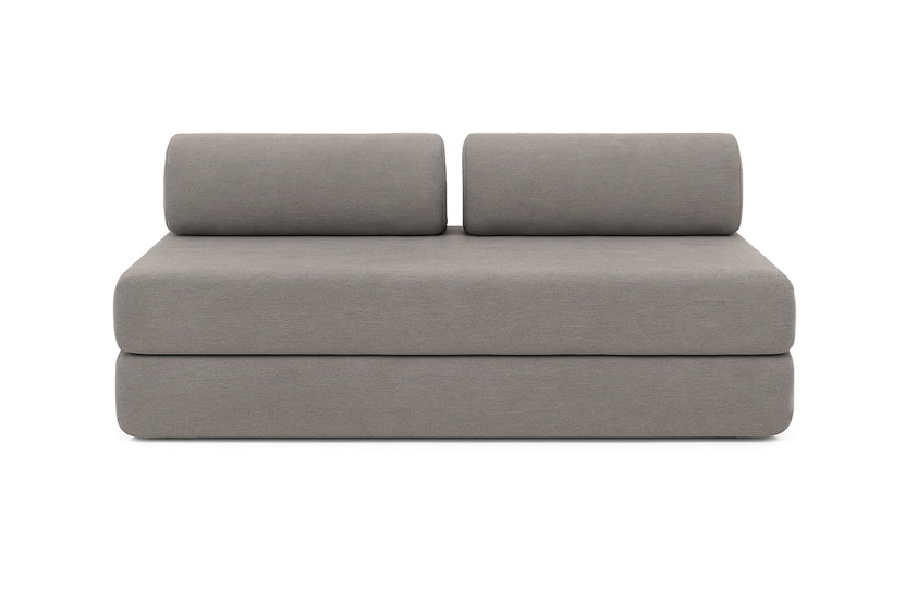 Canapé droit convertible 5 places - Tissu lisse - Gris