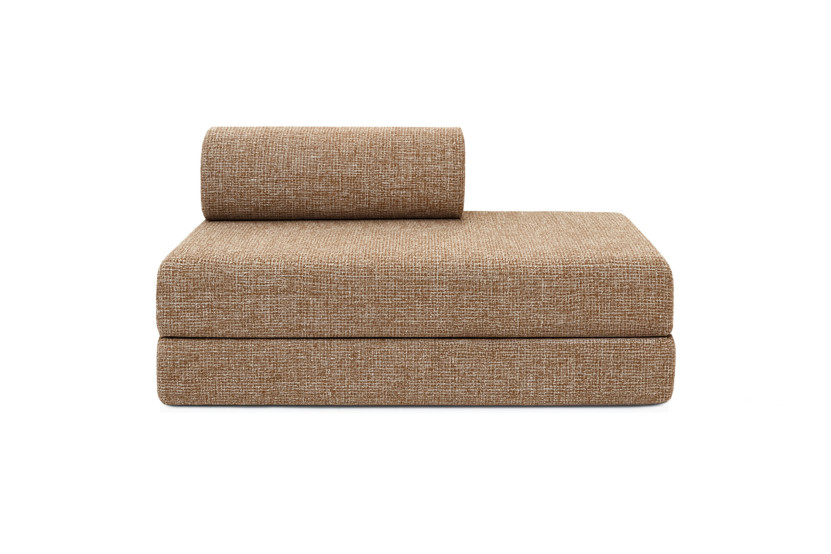 Canapé droit convertible 3 places - Tissu tweed - Marron