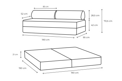 Canapé 3 places convertible et modulable - Velours côtelé Rose pâle