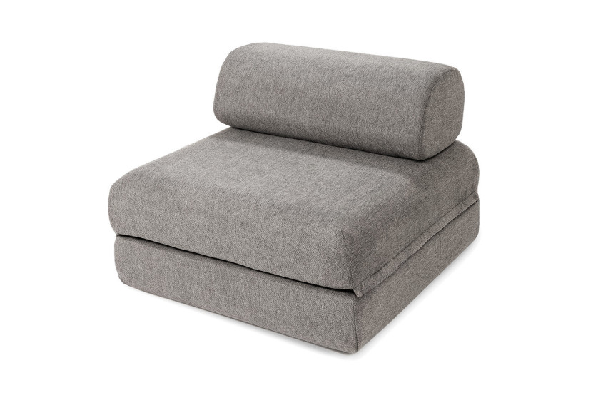 Canapé d'angle convertible 6 places - Tissu lisse - Gris
