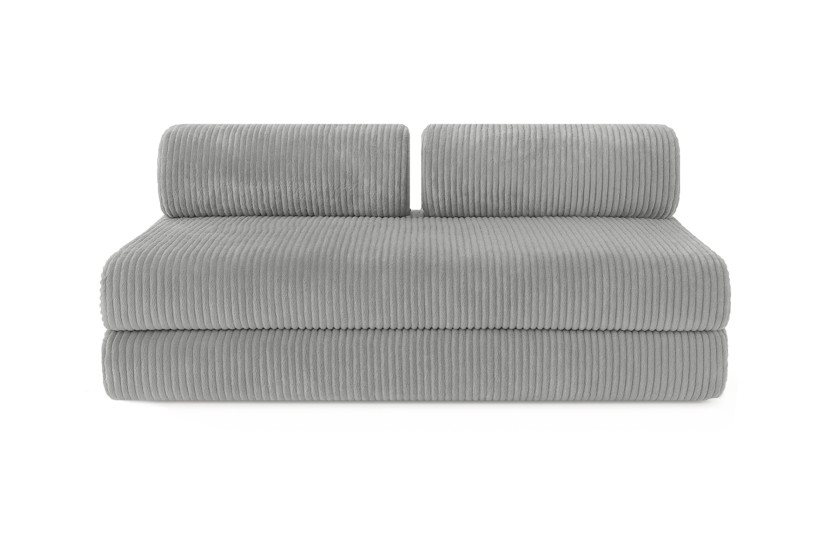 Canapé droit convertible 3 places - Velours côtelé XL - Gris clair