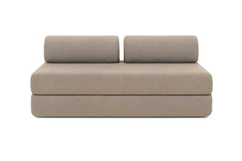 Canapé droit convertible 4 places - Tissu lisse - Taupe