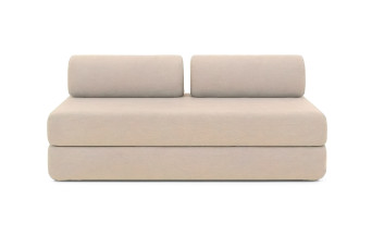 Canapé droit convertible 3 places - Tissu lisse - Beige