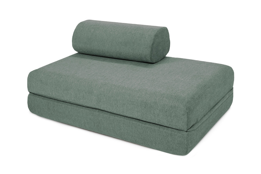 Canapé droit convertible 5 places - Tissu lisse - Vert
