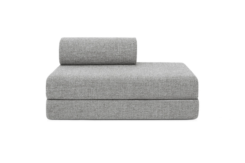 Canapé d'angle convertible 5 places - Tissu tweed - Gris
