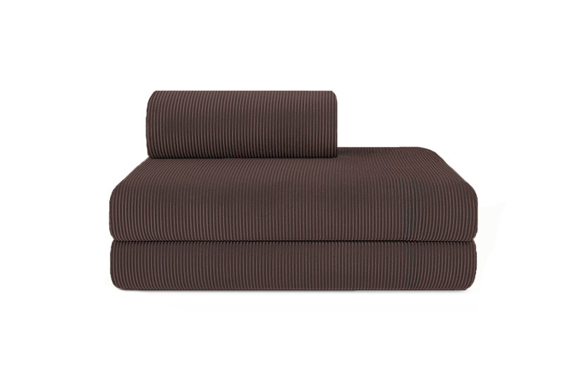 Canapé droit convertible et modulable 2 places - Velours côtelé - Marron