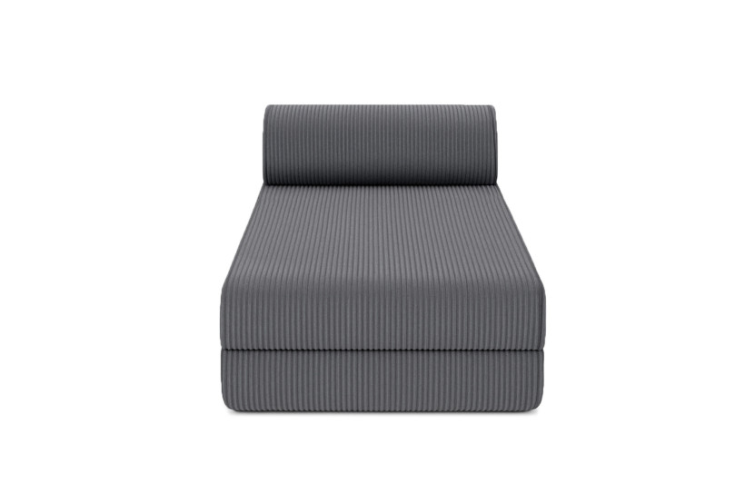 Méridienne convertible et modulable - Velours côtelé - Gris