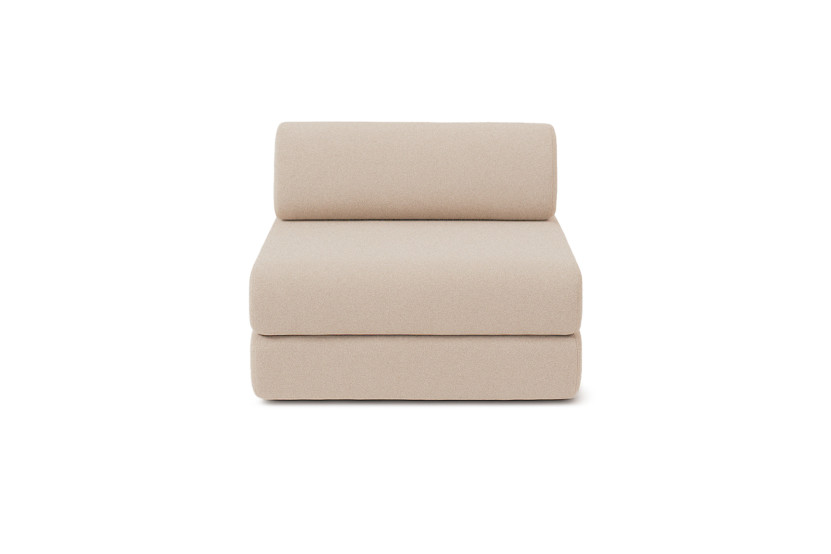 Canapé droit convertible 4 places - Tissu lisse - Beige