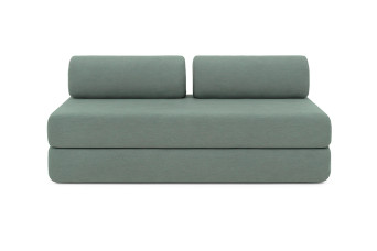 Canapé droit convertible 3 places - Tissu lisse - Vert