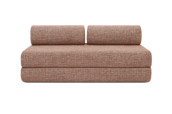 Canapé droit convertible 3 places - Tissu tweed - Rouge