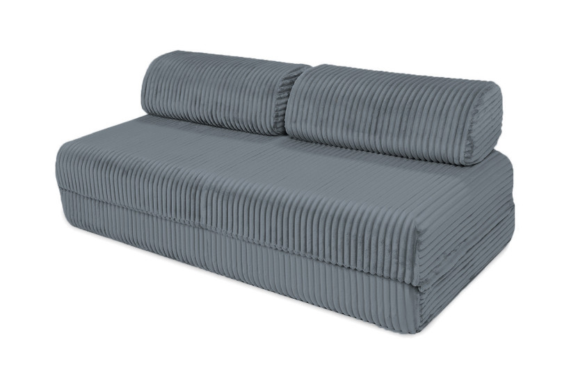 Canapé d'angle convertible 4 places - Velours côtelé XL - Gris
