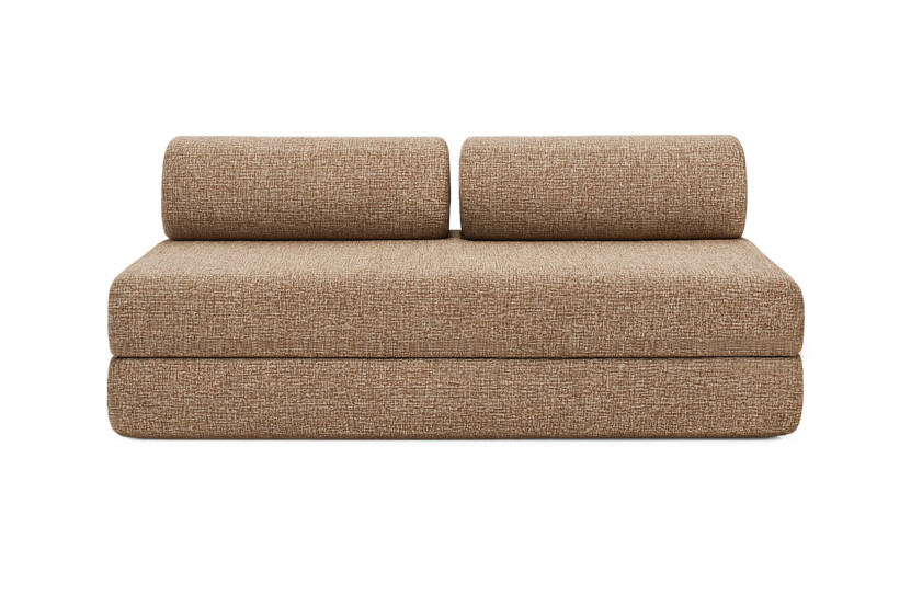 Canapé droit convertible 5 places - Tissu tweed - Marron
