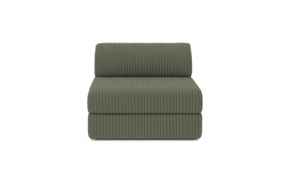 Canapé d'angle 6 places - 3 modules convertibles : Canapé 3 places + Fauteuil + Pouf - Velours côtelé XL Vert
