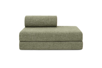 Canapé droit convertible 3 places - Tissu tweed - Vert