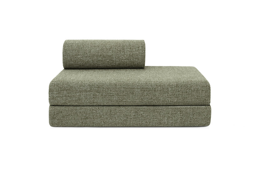 Canapé d'angle convertible 5 places - Tissu tweed - Vert
