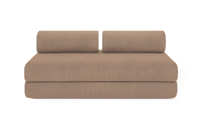 Canapé d'angle 6 places - 3 modules convertibles : Canapé 3 places + Fauteuil + Pouf - Velours côtelé Taupe