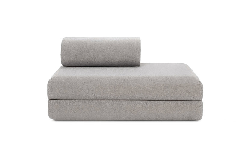 Canapé droit convertible 3 places - Tissu lisse - Gris clair