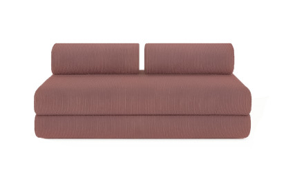 Canapé d'angle 6 places - 3 modules convertibles : Canapé 3 places + Fauteuil + Pouf - Velours côtelé Rose