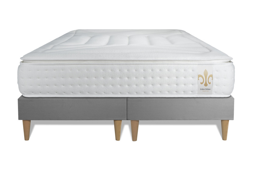 Ensemble Matelas Sommier 180x200 cm - 2 Sommiers Gris - Vingt-Quatre PLUS
