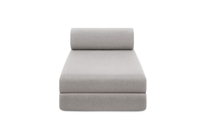 Canapé d'angle convertible 6 places - Tissu lisse - Gris clair