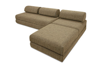 Canapé d'angle convertible 6 places - Tissu tweed - Jaune